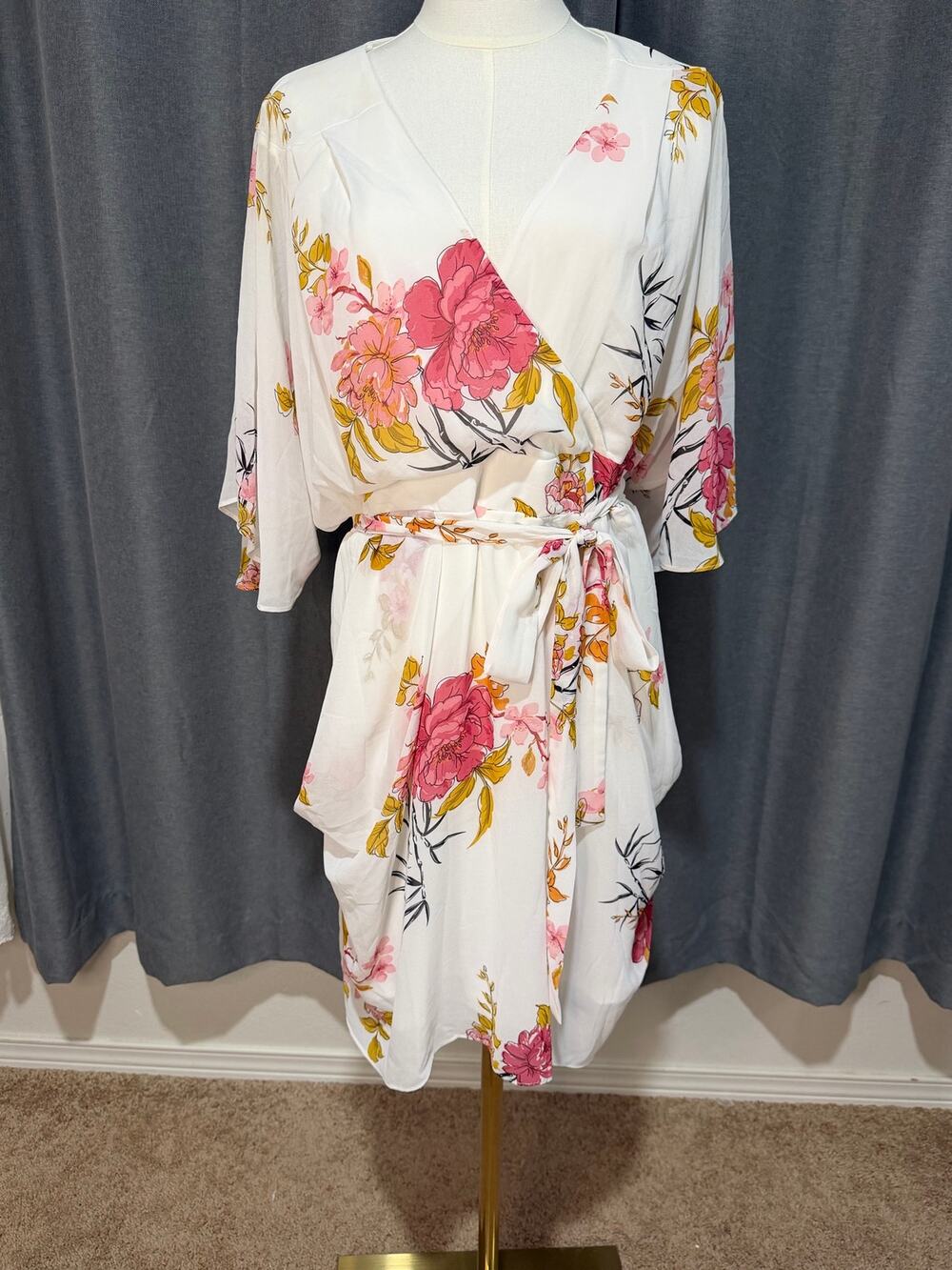 City Chic XS/14 NWT Floral Wrap Midi Dress Tie Waist